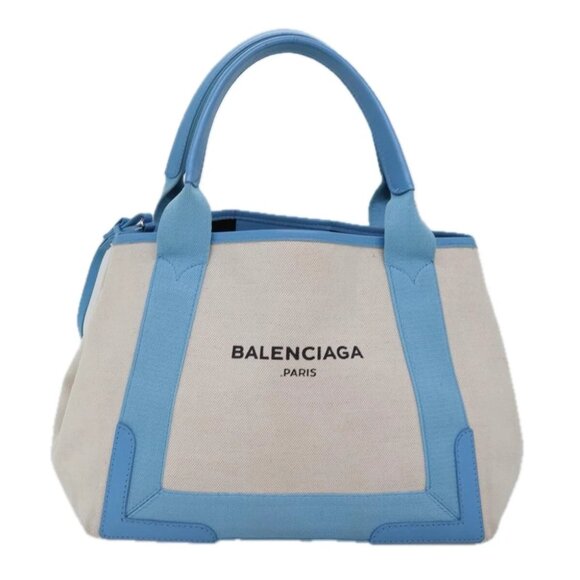 BALENCIAGA Navy Cabas S Hand Bag Canvas Blue Gray 339933 Auth ac3029V - Picture 7 of 16